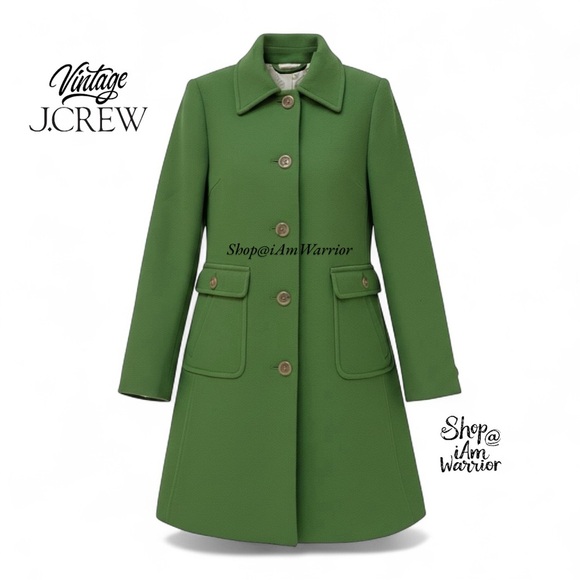 J.Crew rare vintage wool piqué town coat in alpine green *shop@iamwarrior - Picture 3 of 13